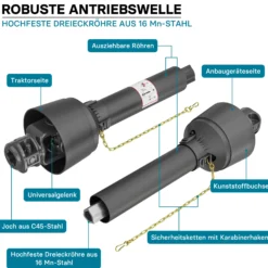 Zapfwelle T1 Gelenkwelle 680mm 210Nm 540U/min, PTO-Shaft, 18kW (25PS), 2x 1 3/8