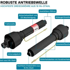 Zapfwelle T6 Gelenkwelle 979mm 830Nm 540U/min, PTO-Shaft, 74kW (100PS), 2x 1 3/8
