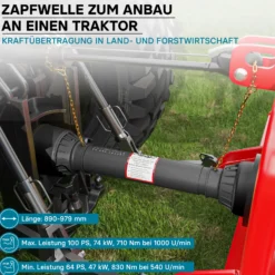Zapfwelle T6 Gelenkwelle 979mm 830Nm 540U/min, PTO-Shaft, 74kW (100PS), 2x 1 3/8