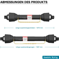 Zapfwelle T6 Gelenkwelle 1270-1397mm 830Nm 540U/min, PTO-Shaft, 74kW (100PS), 2x 1 3/8" 6 Zähne