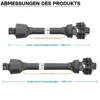 Zapfwelle T4 Gelenkwelle 800-880mm 460Nm 540U/min, PTO-Shaft, 40kW (55PS), 2x1 3/8" 6 Zahn Kupplung