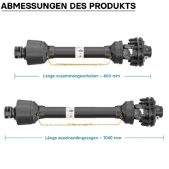 Zapfwelle T4 Gelenkwelle 800-880mm 460Nm 540U/min, PTO-Shaft, 40kW (55PS), 2x1 3/8" 6 Zahn Kupplung