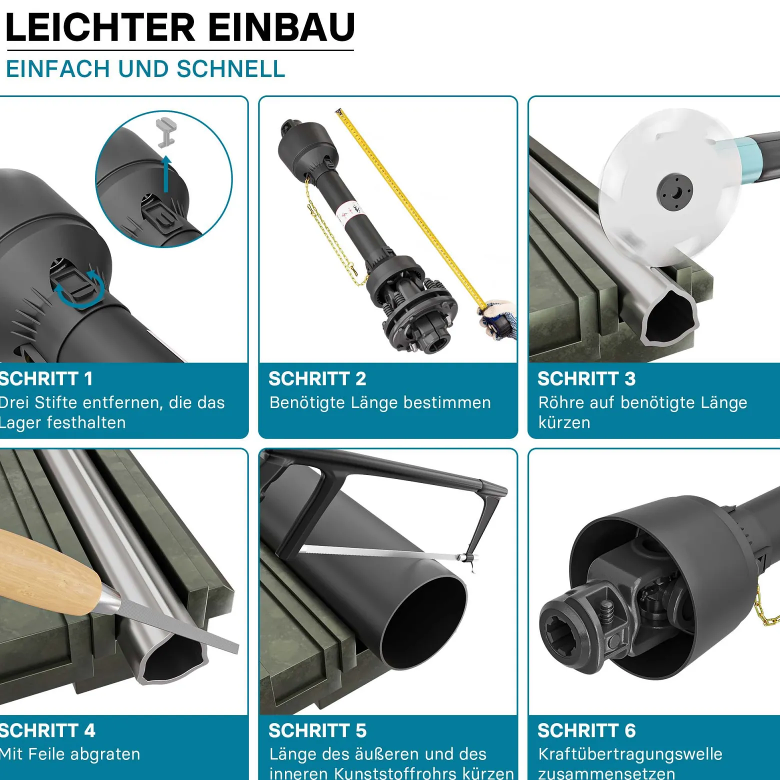 Zapfwelle T4 Gelenkwelle 800-880mm 460Nm 540U/min, PTO-Shaft, 40kW (55PS), 2x1 3/8" 6 Zahn Kupplung