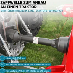 Zapfwelle T5 Gelenkwelle 1800-1980mm 620Nm 540U/min, PTO-Shaft, 54kW (74PS), 2x 1 3/8" 6 Zähne