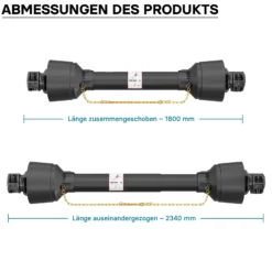 Zapfwelle T5 Gelenkwelle 1800-1980mm 620Nm 540U/min, PTO-Shaft, 54kW (74PS), 2x 1 3/8