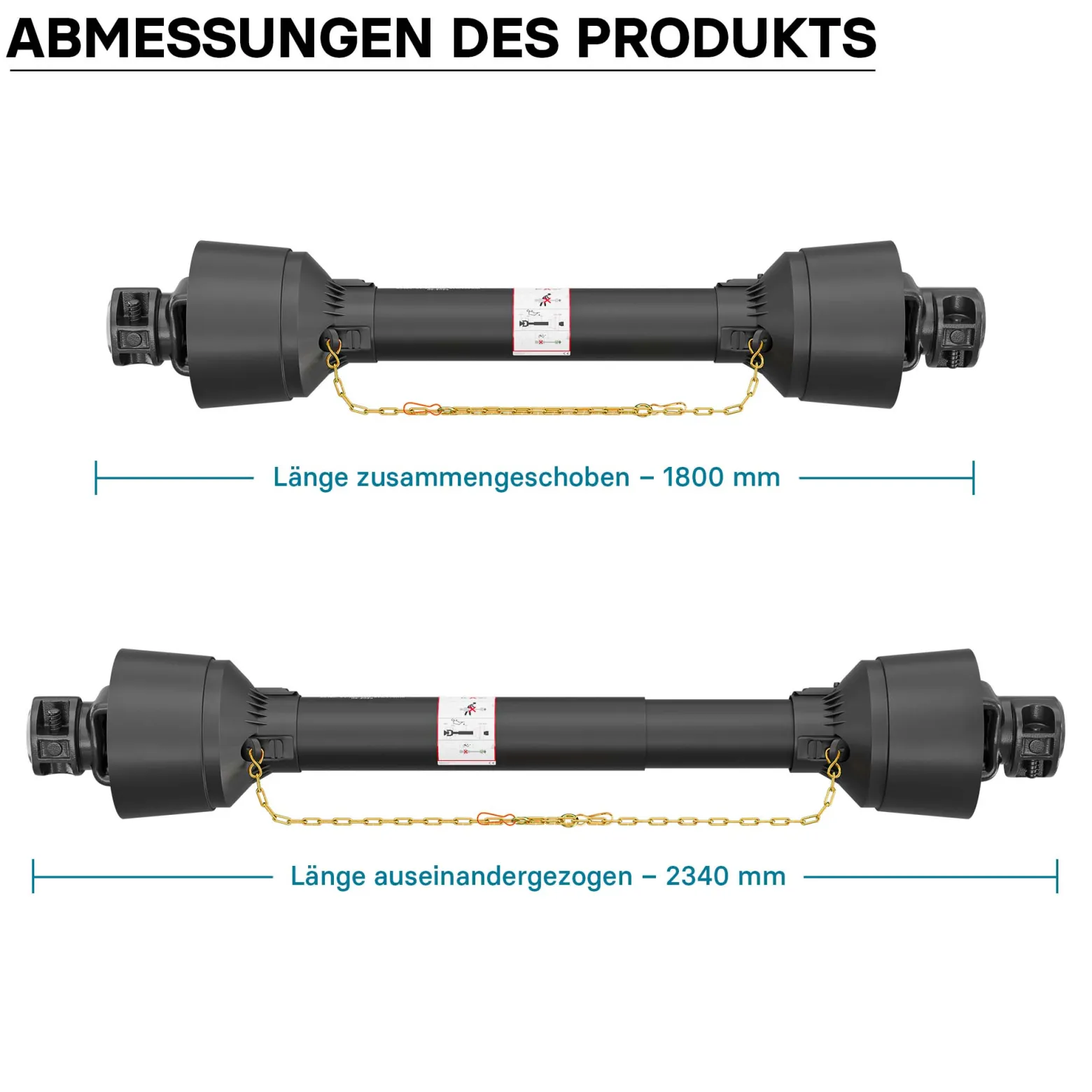 Zapfwelle T5 Gelenkwelle 1800-1980mm 620Nm 540U/min, PTO-Shaft, 54kW (74PS), 2x 1 3/8" 6 Zähne